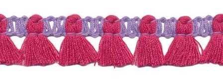 Band met kwastjes lila-fuchsia 15 mm (ca. 16 meter)