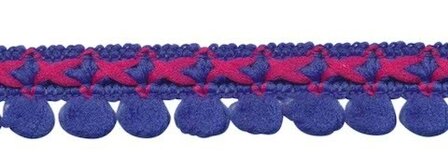 2-kleurig lusjesband kobalt blauw-fuchsia 15 mm (ca. 16 meter)