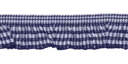 Donker blauw-wit geruite roezel elastiek 19 mm (ca. 10 meter)