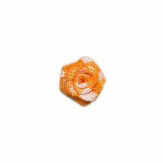 Roosje geruit oranje-wit 15 mm (ca. 25 stuks)