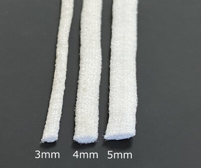 Wit zacht rond elastiek ca. 3 mm (ca. 1250 meter per zak)