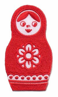Opstrijkbare applicatie babushka rood (1 stuk)