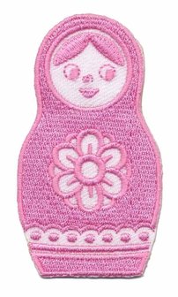 Opstrijkbare applicatie babushka roze (1 stuk)