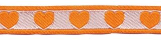 Oranje-wit hartjesband 12 mm (ca. 22 m)