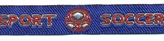 Rood-zilver-blauw voetbal &#039;soccer sport&#039; sierband 12 mm (ca. 22 m)