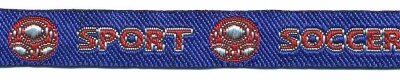 Rood-zilver-blauw voetbal &#039;soccer sport&#039; sierband 12 mm (ca. 22 m)