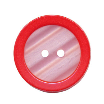 Knoop met opstaande rand rood met witte binnenkant 25 mm (ca. 25 stuks)