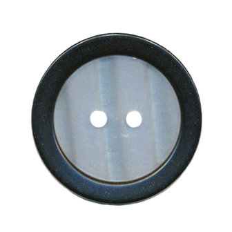 Knoop met opstaande rand zwart met witte binnenkant 25 mm (ca. 25 stuks)