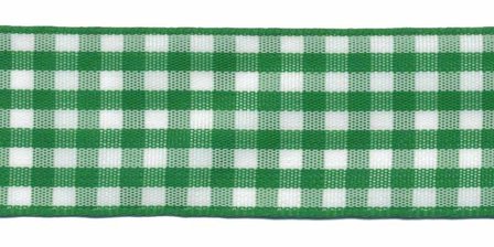Ruit band groen-wit 25 mm (ca. 45 m)