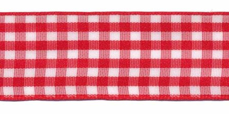 Ruit band rood-wit 25 mm (ca. 45 m)