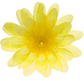 Gerbera NEON geel stof klein ca. 6,5 cm (10 stuks)