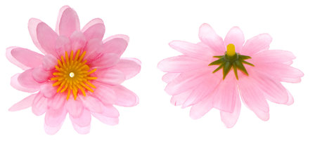 Gerbera roze stof klein ca. 6,5 cm (5 stuks) - voor- en achterzijde