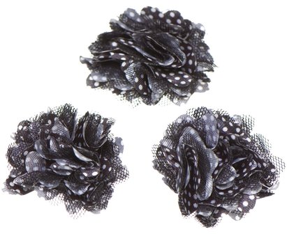 Bloem stof zwart met witte stip ca. 5 cm (5 stuks)