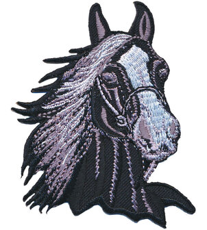 Opstrijkbare applicatie paardenhoofd zwart (5 stuks)