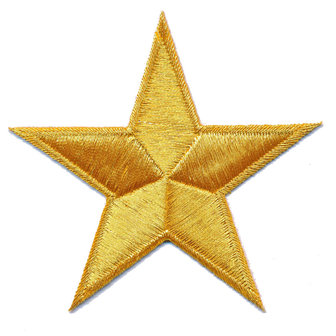 Opstrijkbare applicatie ster goud GROOT (5 stuks)