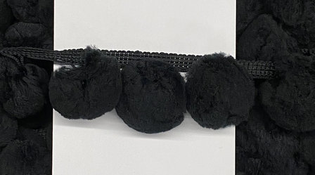Pompom band zwart GROOT 50 mm (ca. 16 meter)