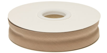 Zandkleurig-beige gevouwen biaisband 20 mm (20 meter)