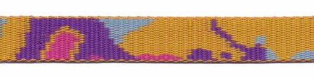 Tassenband 20 mm camouflageprint oranje/roze/paars dubbelzijdig (ca. 5 m)