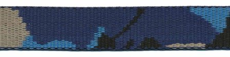 Tassenband 25 mm camouflageprint zwart/blauw/zand dubbelzijdig (ca. 5 m)