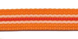 Tassenband 20 mm streep oranje/wit/donker oranje (ca. 5 m)