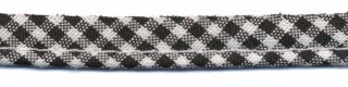 Zwart-wit geruit piping-/paspelband STANDAARD - 2 mm koord (ca. 10 meter)