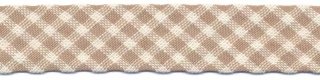 Zand-wit geruit biaisband 13 mm (ca. 10 meter)