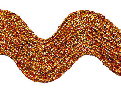 Oranje lurex zig-zag band 25 mm (ca. 16 meter)