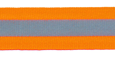 Fluoriserend oranje grosgrainband met reflectiestreep 25 mm (ca. 10 meter)