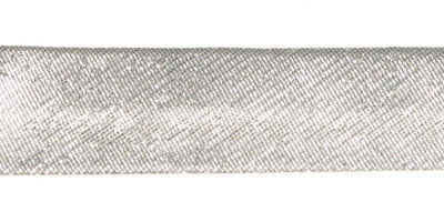 Zilverkleurig gevouwen biaisband 13 mm (ca. 10 meter)