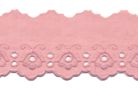 Broderie oud roze 100% KATOEN 50 mm #1303 (ca. 13,5 m)