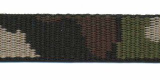 Tassenband 20 mm camouflageprint zwart/bruin/groen dubbelzijdig (ca. 5 m)