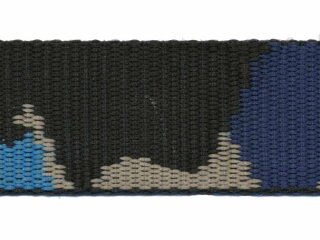 Tassenband 30 mm camouflageprint zwart/blauw/zand dubbelzijdig (ca. 5 m)