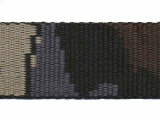 Tassenband 30 mm camouflageprint zwart/grijs/bruin/zand dubbelzijdig (ca. 5 m)