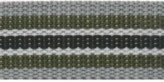 Tassenband 30 mm streep grijs/legergroen/wit/zwart (ca. 5 m)