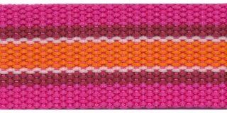 Tassenband 30 mm streep fuchsia/wit/oranje (ca. 5 m)