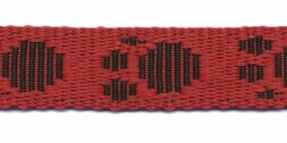 Tassenband 20 mm pootje rood/zwart (ca. 5 m)