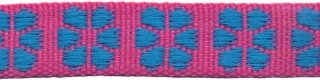 TUNNELband 15 mm bloem roze/blauw (ca. 5 m)