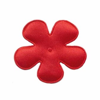 Applicatie bloem rood satijn effen middel 35 mm (ca. 100 stuks)
