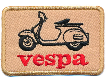 Patch VESPA rechthoek beige/zwart/rood (5 stuks)