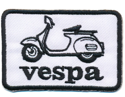 Patch VESPA rechthoek wit/zwart (5 stuks)