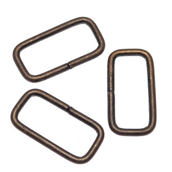 Metalen passant rechthoekig bronskleurig 30 mm (ca. 25 stuks)
