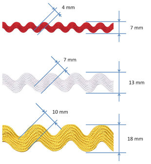 Wit zig-zag band 10 mm (ca. 16 meter)