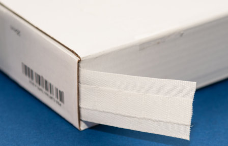 Gordijn plooiband polyester wit 25 mm (doos 100 meter)