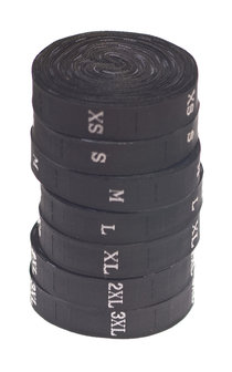 Maatlabels zwart - maat XL (ca. 300 stuks)