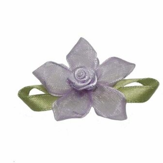 Roosje satijn lila op lila organza bloem 50 mm (10 stuks)