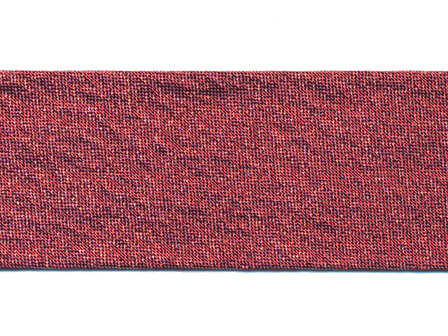 Rood gevouwen lurex biaisband 30 mm (ca. 25 meter)