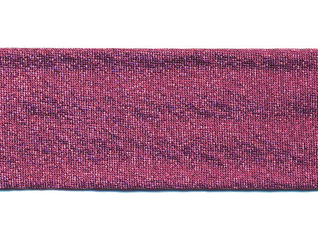 Fuchsia gevouwen lurex biaisband 30 mm (ca. 25 meter)