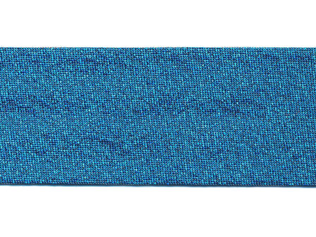 Blauw gevouwen lurex biaisband 30 mm (ca. 25 meter)