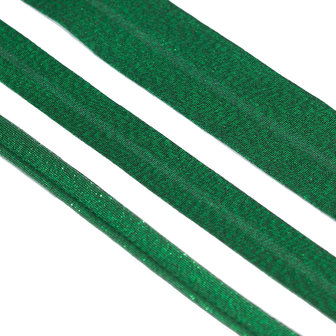 Groen gevouwen lurex biaisband 30 mm (ca. 25 meter)