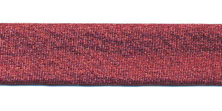 Rood gevouwen lurex biaisband 18 mm (ca. 25 meter)